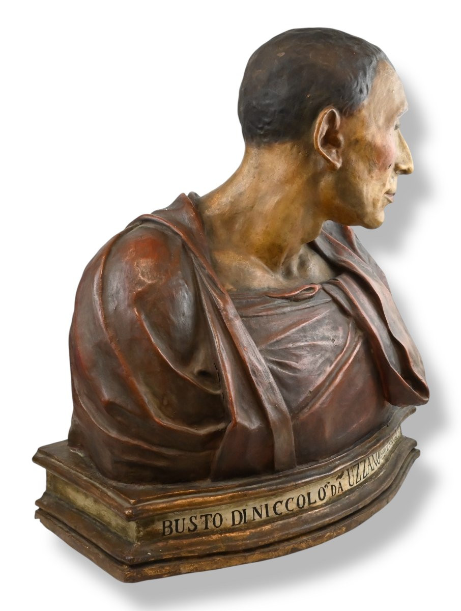 Buste En Terre Cuite De Niccolò Da Uzzano - Italie, 19e Siècle-photo-1